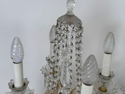 Pair of crystal and glass girandoles, with...