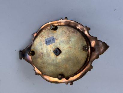 Bronze and onyx hand candlestick with cloisonné...