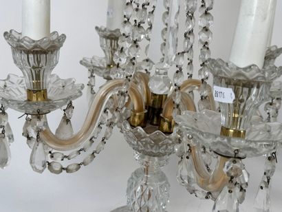 Pair of crystal and glass girandoles, with...