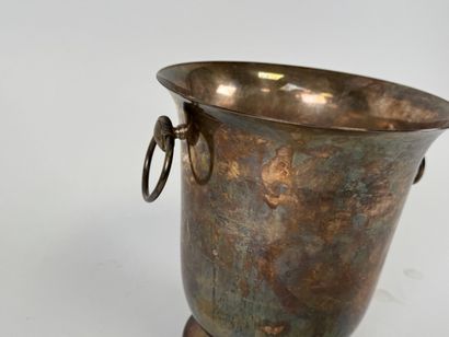 Champagne bucket with two silver-plated metal...
