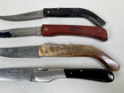 Collection of four folding pocket knives...