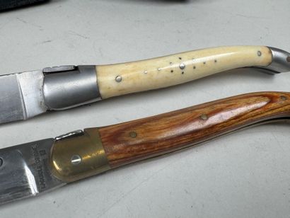 LAGUIOLE.
Two folding knives in wood and...
