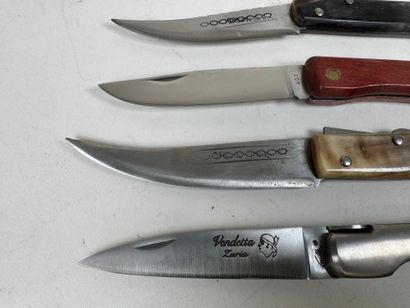 Collection of four folding pocket knives...