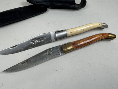 LAGUIOLE.
Two folding knives in wood and...