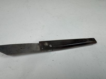 Small folding pocket knife in horn and metal,...