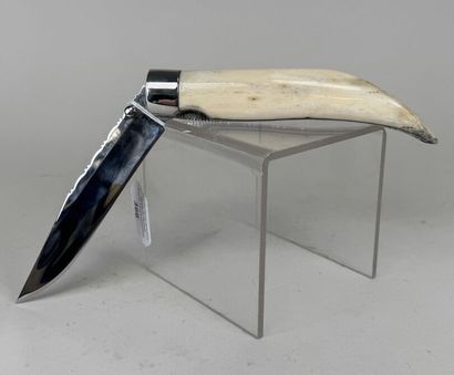 Large metal and bone knife, blade marked...