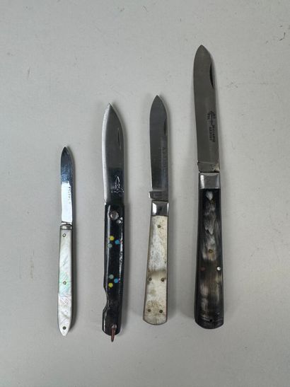 Set of 13 knives with horn, wood or mother-of-pearl...