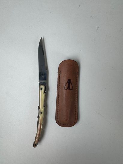 Set of 5 pocket knives in various dies, brass,...
