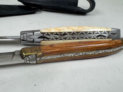 LAGUIOLE.
Two folding knives in wood and...
