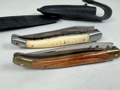 LAGUIOLE.
Two folding knives in wood and...