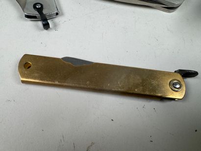 Collection of 6 folding metal and brass pocket...
