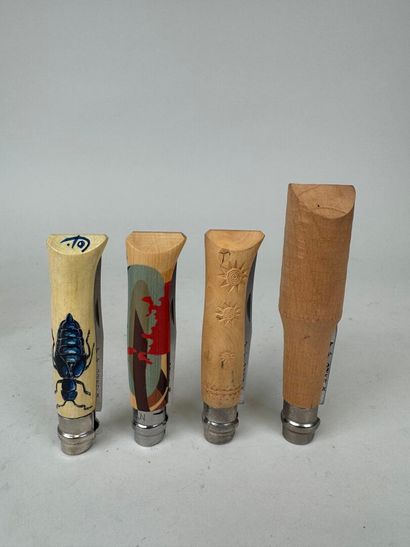 Set of 10 knives with wooden handles, including...