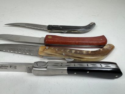Collection of four folding pocket knives...