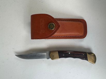 Set of 6 knives with horn and wood handles,...