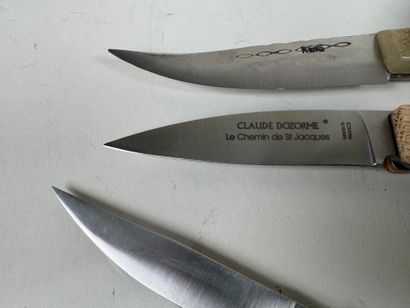 Collection of four folding pocket knives...