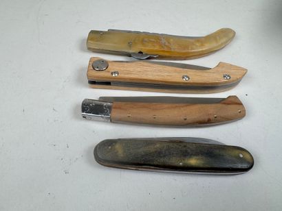 Collection of four folding pocket knives...