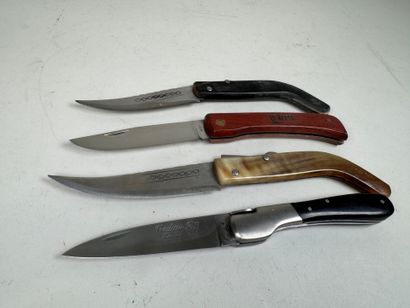 Collection of four folding pocket knives...