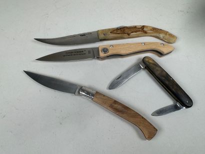 Collection of four folding pocket knives...