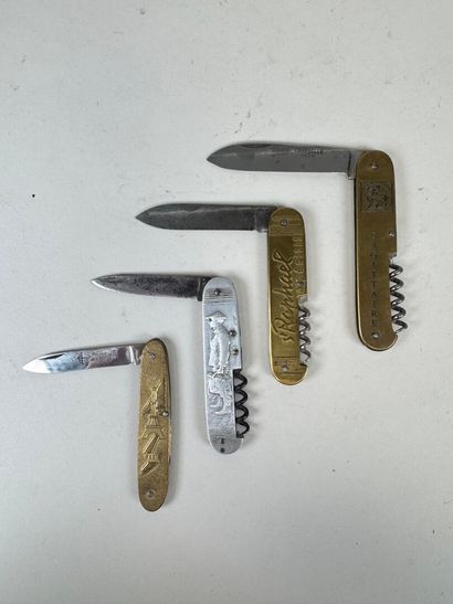 Set of 5 pocket knives in various dies, brass,...