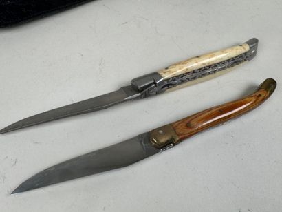 LAGUIOLE.
Two folding knives in wood and...