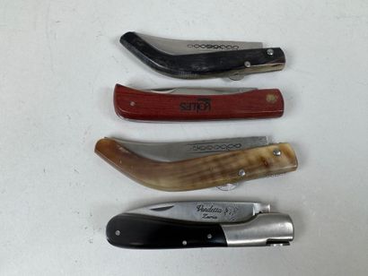 Collection of four folding pocket knives...