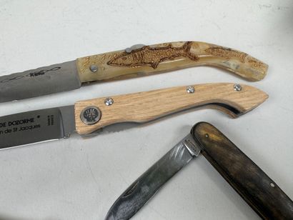 Collection of four folding pocket knives...