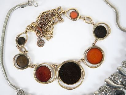 Set of eight fancy necklaces in silver and...