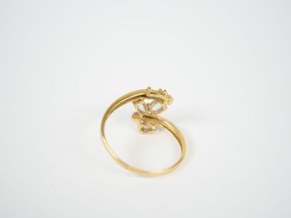 18K yellow gold freeform ring set with two...