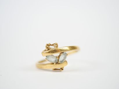 18K yellow gold freeform ring set with two...