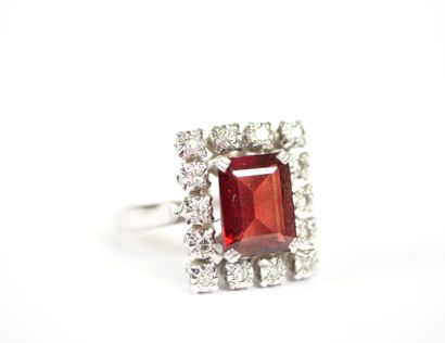 18K white gold and platinum ring centered...