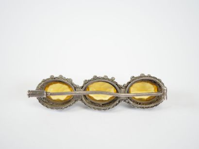Silver barrette brooch decorated with stylized...