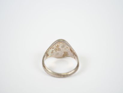 Chevalière in silver with applied numeral...