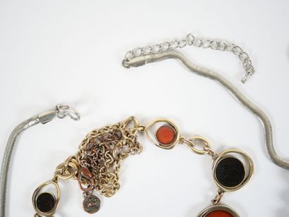 Set of eight fancy necklaces in silver and...