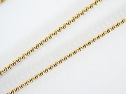 Set of five gilt metal neck chains, three...