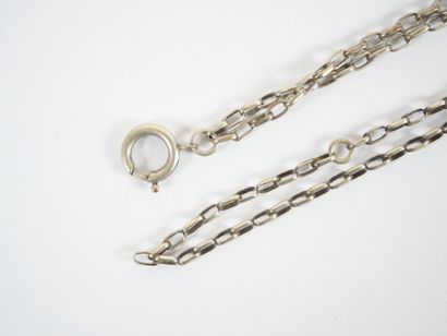 Probable two-row forçat chain in silver adorned...