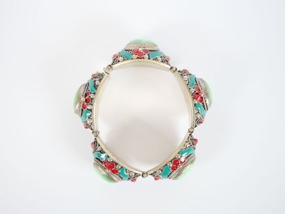 Articulated bracelet in low-titled silver,...