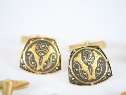 Set of four pairs of gilt metal cufflinks,...