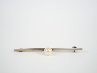 Silver barrette brooch centered with a pearl.
Gross...