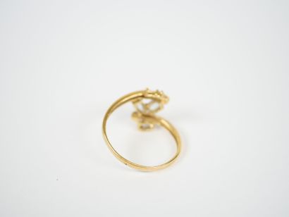 18K yellow gold freeform ring set with two...