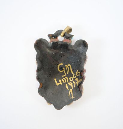 LIMOGES, 20th century.
Two metal and enamel-on-copper...