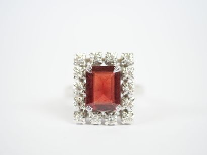 18K white gold and platinum ring centered...