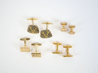 Set of four pairs of gilt metal cufflinks,...