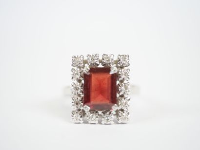 18K white gold and platinum ring centered...