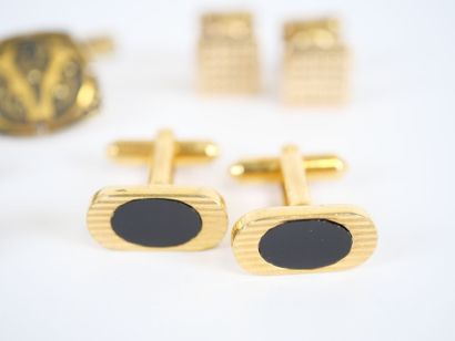 Set of four pairs of gilt metal cufflinks,...
