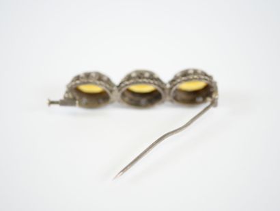 Silver barrette brooch decorated with stylized...