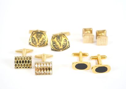 Set of four pairs of gilt metal cufflinks,...