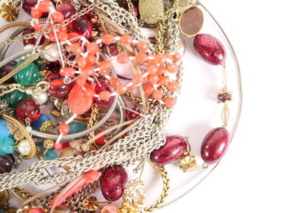 Important set of costume jewelry including:...