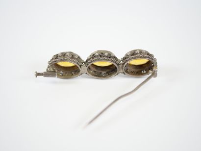 Silver barrette brooch decorated with stylized...