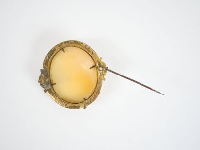 Oval gilt-metal brooch featuring a cameo...