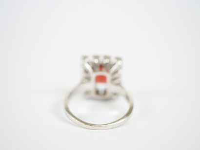 18K white gold and platinum ring centered...